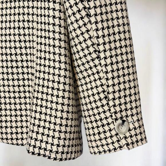 Linea by Louis Dell’Olio Y2K Houndstooth Blazer L Black Ivory Wool Blend Classic - Picture 7 of 8